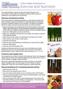 Exercise and Nutrition LGB&amp;T Partnership Trans Health Factsheet on