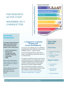FOR RESEARCH ACTIVE STAFF NOVEMBER 2015 E-NEWSLETTER