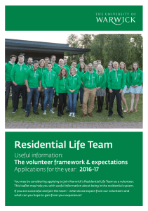 Residential Life Team Useful information: The volunteer framework &amp; expectations