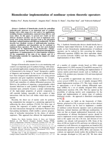 Biomolecular implementation of nonlinear system theoretic operators Mathias Foo , Rucha Sawlekar
