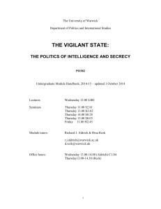 THE VIGILANT STATE:  THE POLITICS OF INTELLIGENCE AND SECRECY