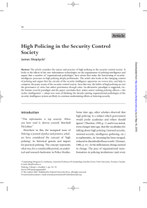 High Policing in the Security Control Society Article James Sheptycki