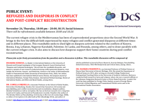 PUBLIC EVENT: REFUGEES AND DIASPORAS IN CONFLICT AND POST-CONFLICT RECONSTRUCTION