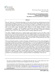 Working Paper Number 85 March 2006 The Economics of Young Democracies: