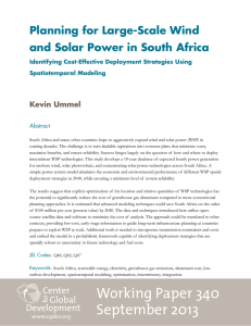 Planning for Large-Scale Wind and Solar Power in South Africa Kevin Ummel