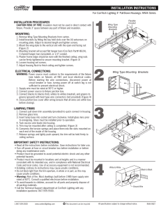 INSTALLATION PROCEDURES MOUNTING: For ConTech Lighting 4&#34; Pull-Down Housings: RA44 Series