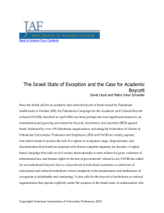 The Israeli State of Exception and the Case for Academic Boycott