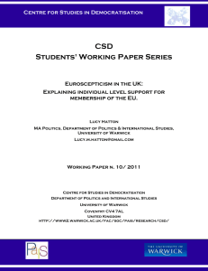 CSD Students' Working Paper Series  Euroscepticism in the UK: