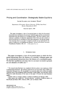 Pricing  and  Coordination: Strategically Stable  Equilibria
