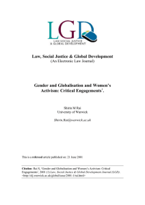 Law, Social Justice &amp; Global Development Gender and Globalisation and Women’s