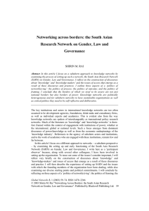 Networking across borders: the South Asian Governance SHIRIN M. RAI