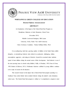 WHITLOWE R. GREEN COLLEGE OF EDUCATION ABSTRACT Doctoral Defense Announcement