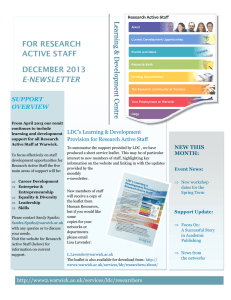 FOR RESEARCH ACTIVE STAFF DECEMBER 2013 E-NEWSLETTER