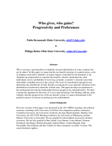 Who gives, who gains? Progressivity and Preferences  Pablo Beramendi (Duke University,