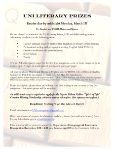 UNI LITERARY PRIZES  Entries due by midnight Monday, March 15!