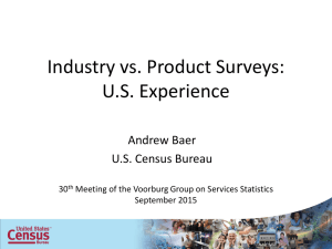 Industry vs. Product Surveys: U.S. Experience Andrew Baer