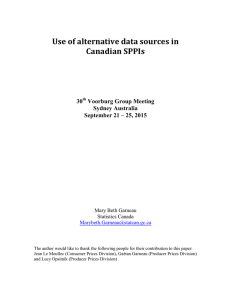 Use of alternative data sources in Canadian SPPIs  30