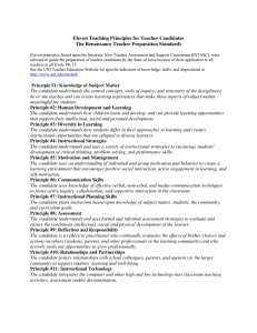 Eleven Teaching Principles for Teacher Candidates The Renaissance Teacher Preparation Standards