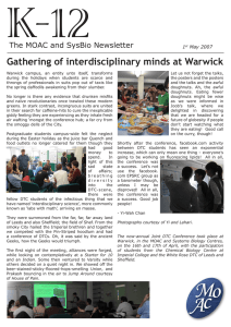 K-12 Gathering of interdisciplinary minds at Warwick The MOAC and SysBio Newsletter 1