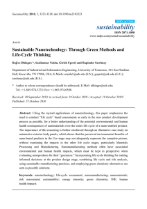 sustainability Sustainable Nanotechnology: Through Green Methods and Life-Cycle Thinking