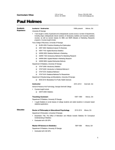 Paul Holmes Curriculum Vitae