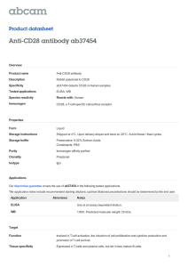 Anti-CD28 antibody ab37454 Product datasheet Overview Product name
