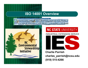 ISO 14001 Overview Charlie Parrish  (919) 515-4266