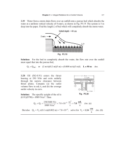 3.19 water at a uniform vertical velocity of 8 mm/s, as... deep into the paper. Find the length L