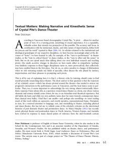 A Textual Matters: Making Narrative and Kinesthetic Sense ’s Dance-Theater of Crystal Pite