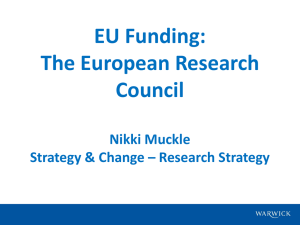 EU Funding: The European Research Council Nikki Muckle