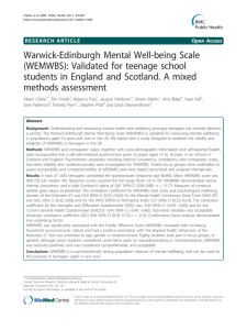 Warwick-Edinburgh Mental Well-being Scale (WEMWBS): Validated for teenage school