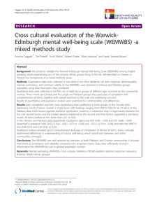 Cross cultural evaluation of the Warwick- mixed methods study