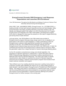 EnergyConnect Exceeds 2009 Emergency Load Response Expectations and Launches 2010 Enrollment