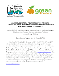 GLENDALE WATER &amp; POWER LAUNCH COUNTRY-WIDE ENERGY CONSERVATION PROGRAM GREEN ALLOWANCE