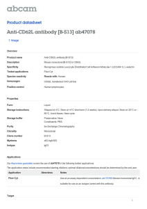 Anti-CD62L antibody [B-S13] ab47078 Product datasheet 1 Image Overview