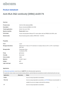 Anti-HLA DQ3 antibody [2HB6] ab20174 Product datasheet Overview Product name