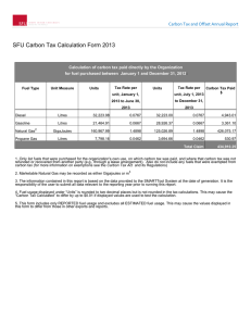 SFU Carbon Tax Calculation Form 2013