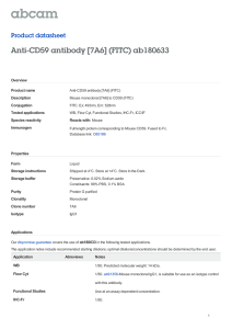 Anti-CD59 antibody [7A6] (FITC) ab180633 Product datasheet Overview Product name