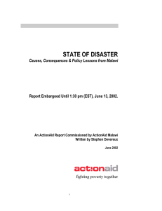 STATE OF DISASTER Causes, Consequences &amp; Policy Lessons from Malawi