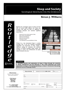 Sleep and Society Simon J.  Williams Sociological Adventures into the (Un)known