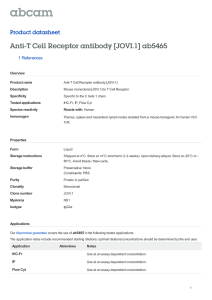 Anti-T Cell Receptor antibody [JOVI.1] ab5465 Product datasheet 1 References Overview