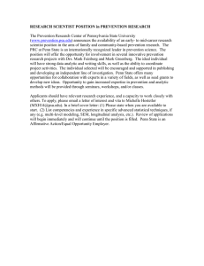 RESEARCH SCIENTIST POSITION in PREVENTION RESEARCH  (