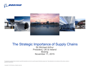 The Strategic Importance of Supply Chains Sir Michael Arthur Boeing
