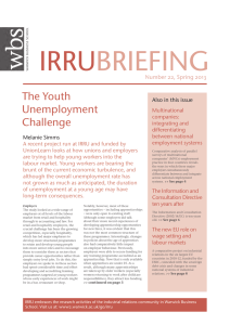 IRRU BRIEFING The Youth Unemployment