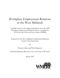 Workplace Employment Relations in the West Midlands