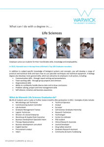 Life Sciences What can I do with a degree in…..