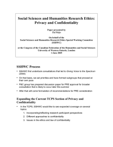 Social Sciences and Humanities Research Ethics: Privacy and Confidentiality