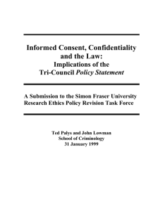 Informed Consent, Confidentiality and the Law: Implications of the Policy Statement