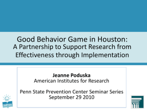 Good Behavior Game in Houston: A Partnership to Support Research from