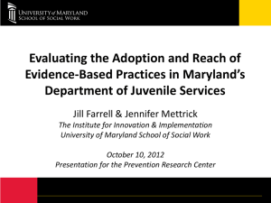Evaluating the Adoption and Reach of Evidence-Based Practices in Maryland’s